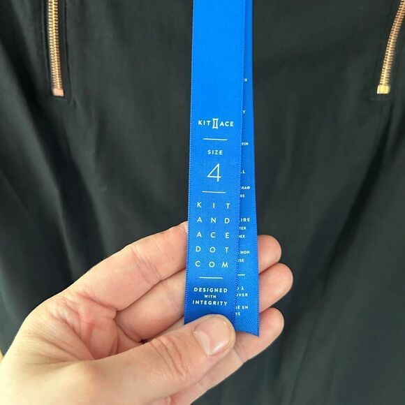 Kit And Ace Black Midi Pencil Skirt Wool Blend Zip Front Slit Office Womens Sz 4 - Picture 4 of 9